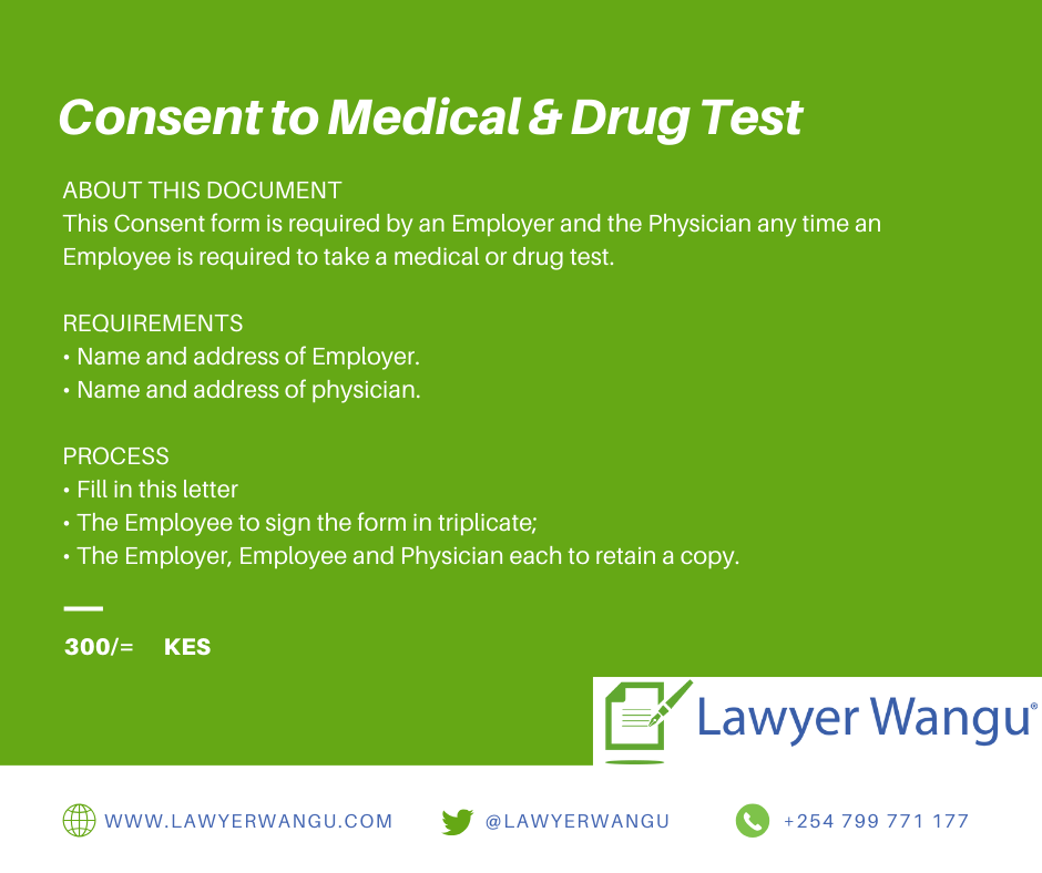 Consent To Medical And Drug Test Lawyer Wangu