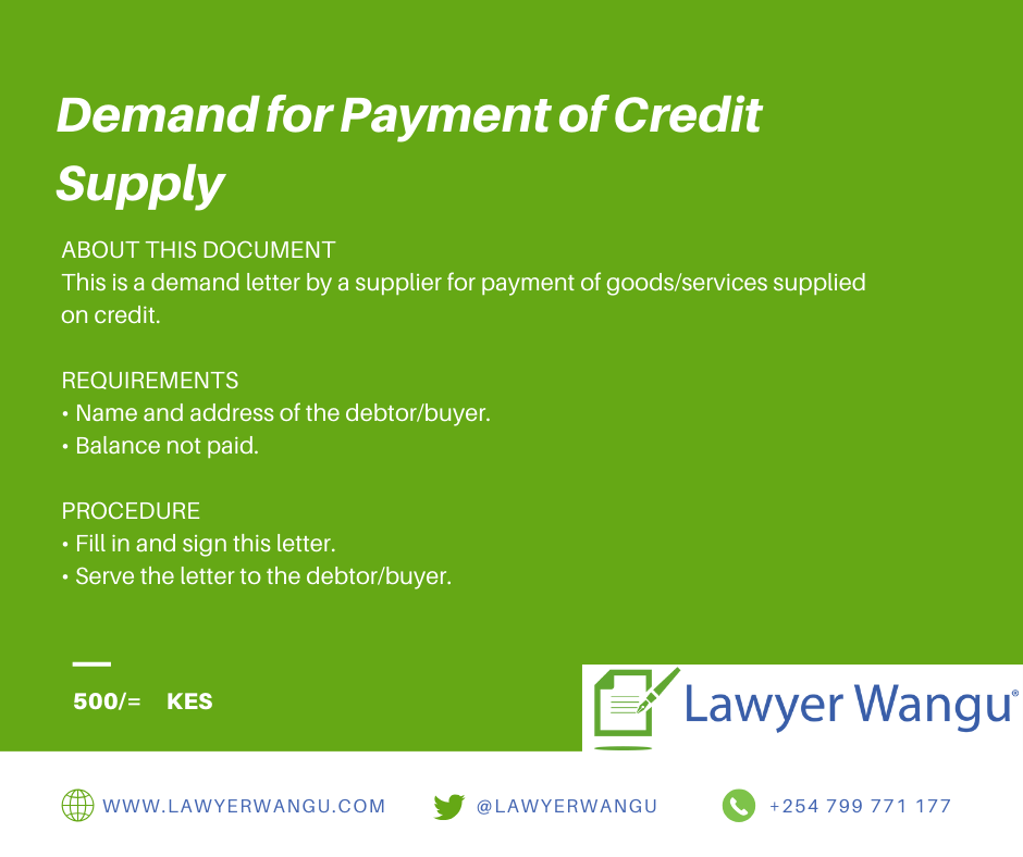 Demand for Payment of Credit Supply